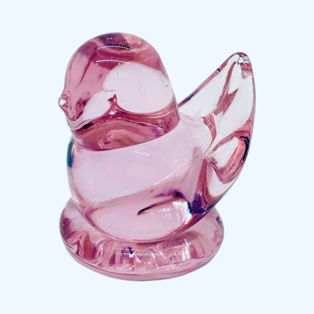 Glass Pink Bird of Hope Signed Leo Ward Figurine Paperweight Art Glass